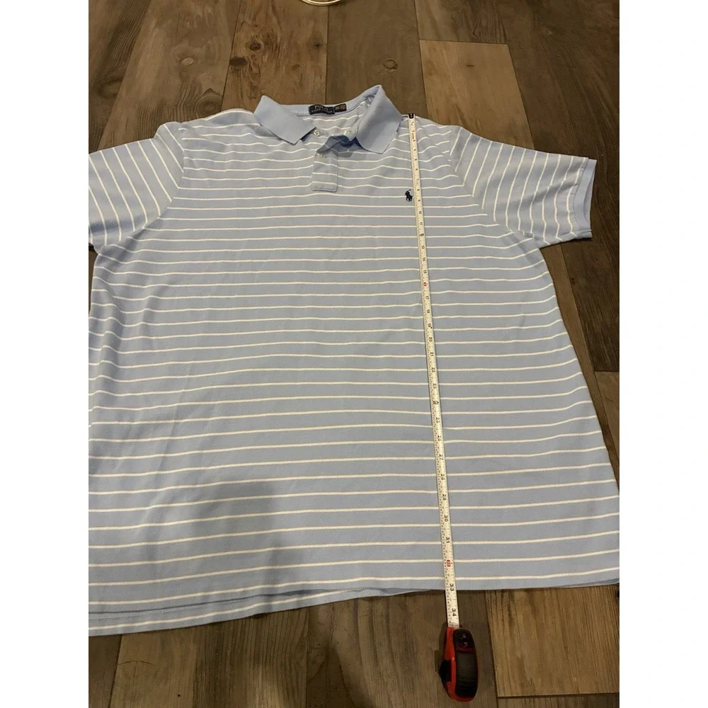 Polo Ralph Lauren Men's 3XLT Blue White Striped Custom Fit Pony Polo Shirt